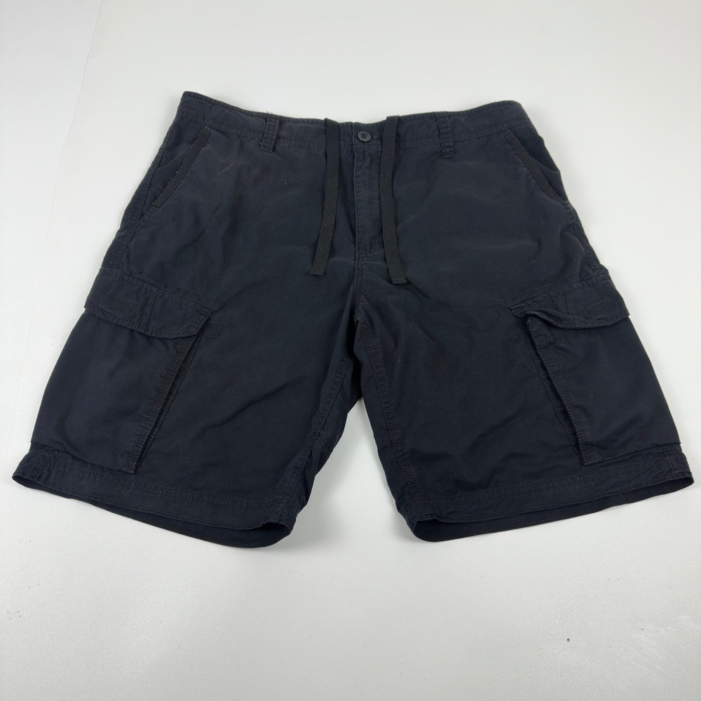 Faded Glory Mens‎ Cargo Shorts Black Size 38 Cotton Drawstring Utility Pockets